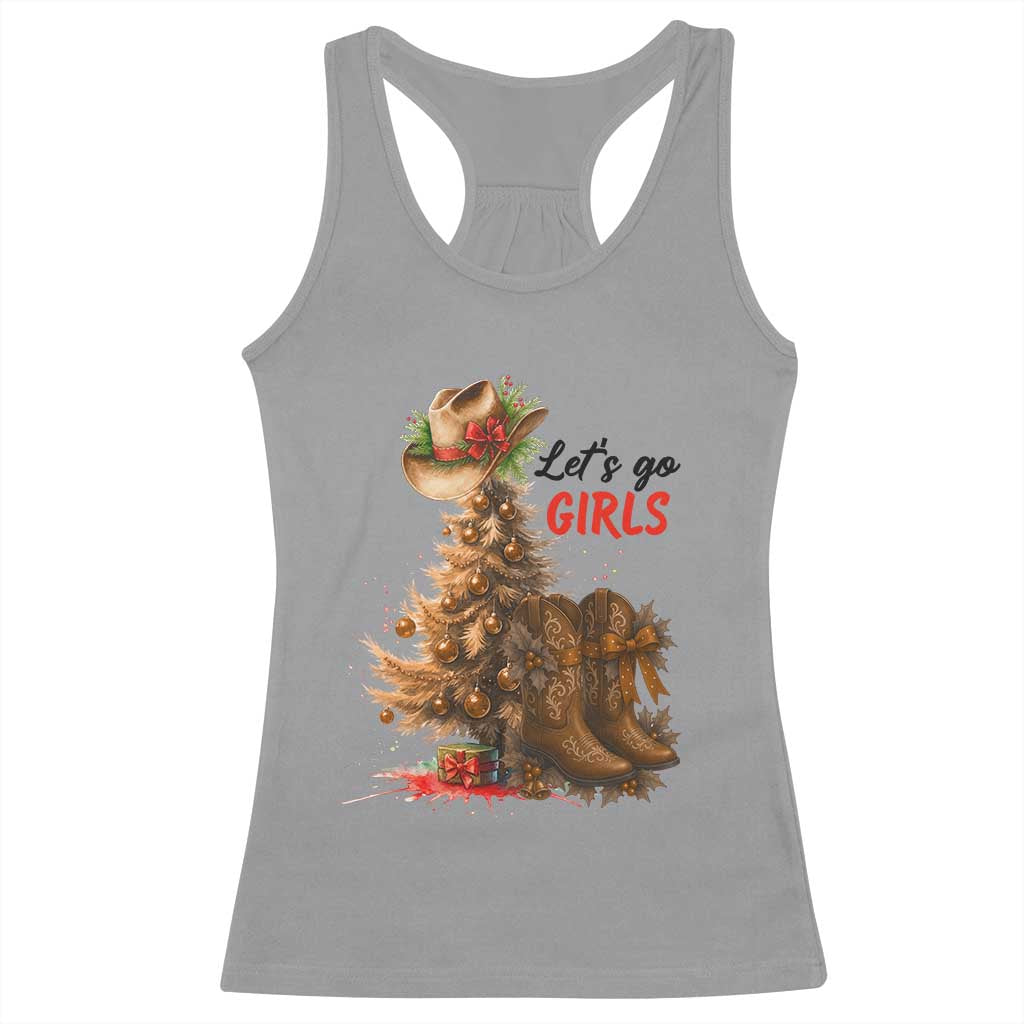 Christmas Cowgirl Boots Racerback Tank Top Western Cowboy Hat Howdy TS14 Sport Gray Print Your Wear