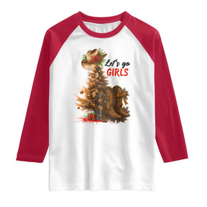 Christmas Cowgirl Boots Raglan Shirt Western Cowboy Hat Howdy TS14 White Red Print Your Wear