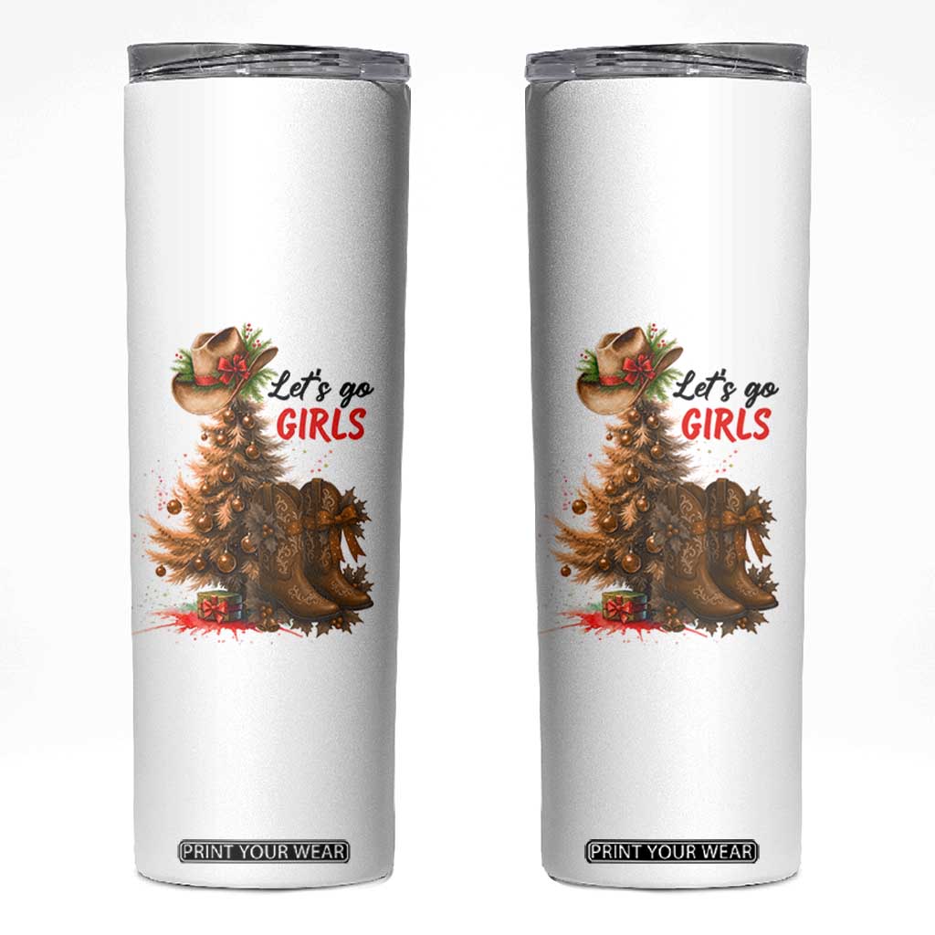 Christmas Cowgirl Boots Skinny Tumbler Western Cowboy Hat Howdy - Print Your Wear