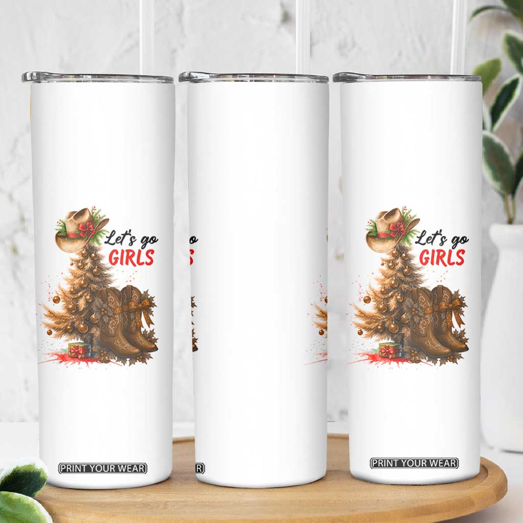 Christmas Cowgirl Boots Skinny Tumbler Western Cowboy Hat Howdy - Print Your Wear