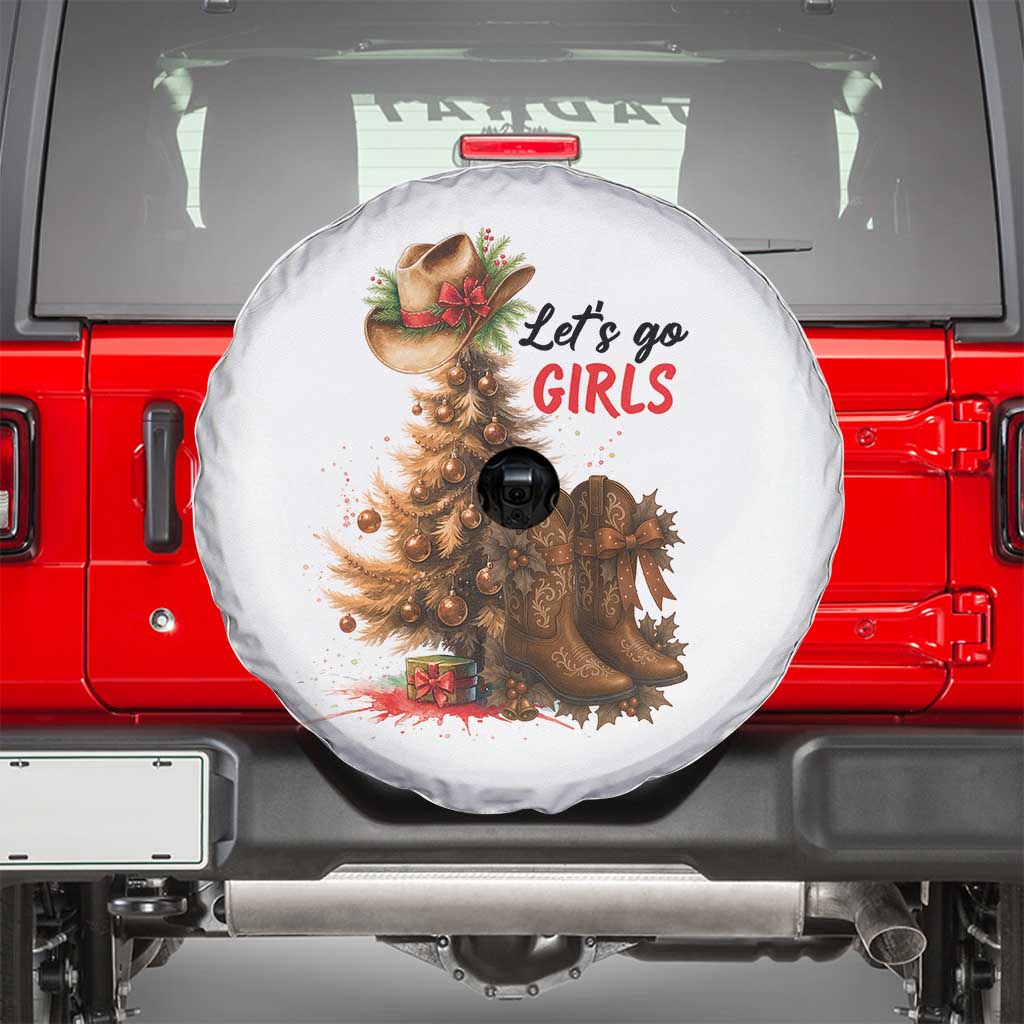 Christmas Cowgirl Boots Spare Tire Cover Western Cowboy Hat Howdy TS14 White Print Your Wear