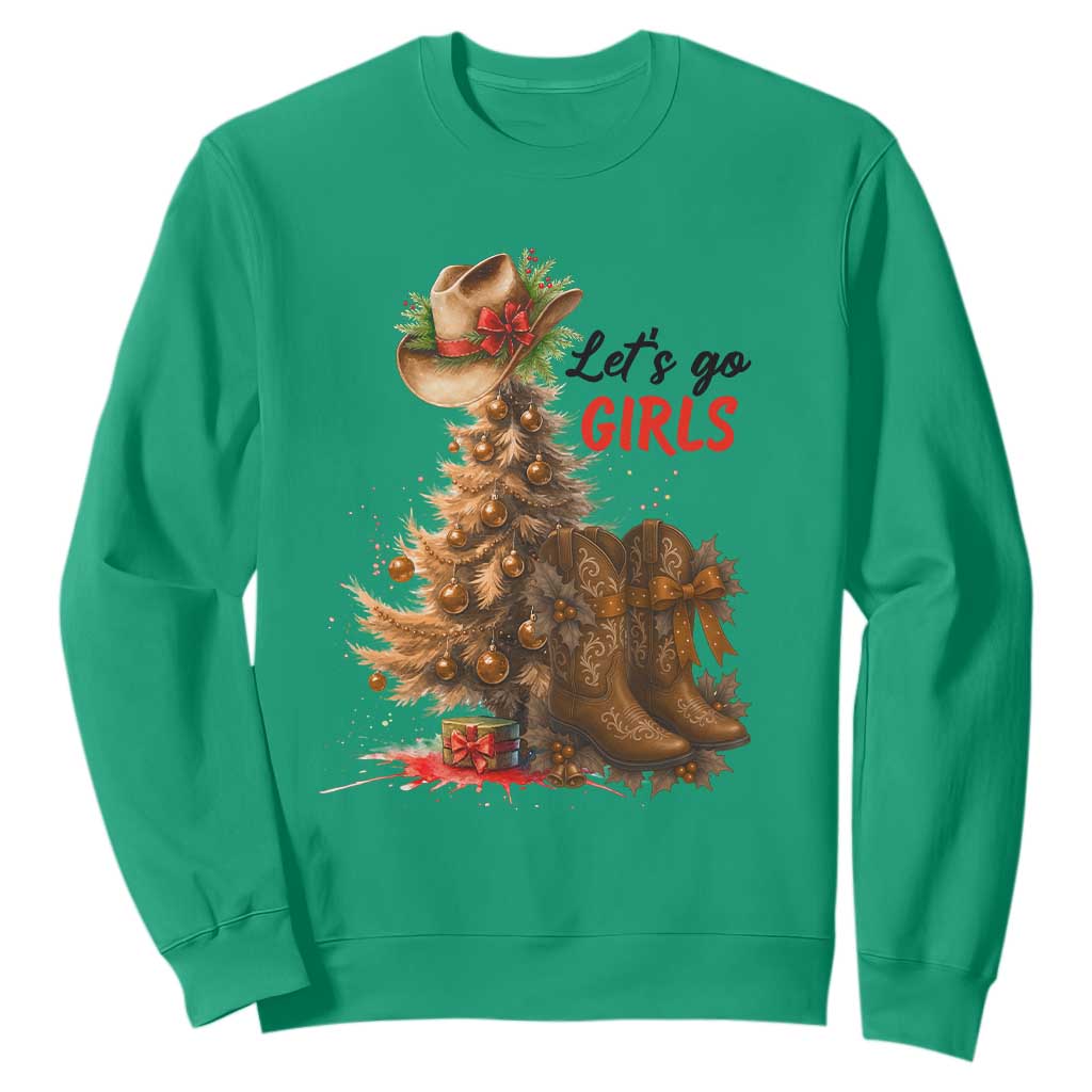 Christmas Cowgirl Boots Sweatshirt Western Cowboy Hat Howdy TS14 Irish Green Print Your Wear