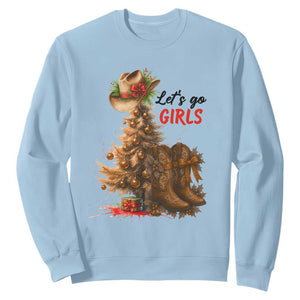 Christmas Cowgirl Boots Sweatshirt Western Cowboy Hat Howdy TS14 Light Blue Print Your Wear