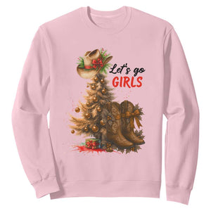 Christmas Cowgirl Boots Sweatshirt Western Cowboy Hat Howdy TS14 Light Pink Print Your Wear
