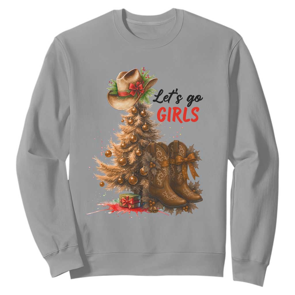 Christmas Cowgirl Boots Sweatshirt Western Cowboy Hat Howdy TS14 Sport Gray Print Your Wear