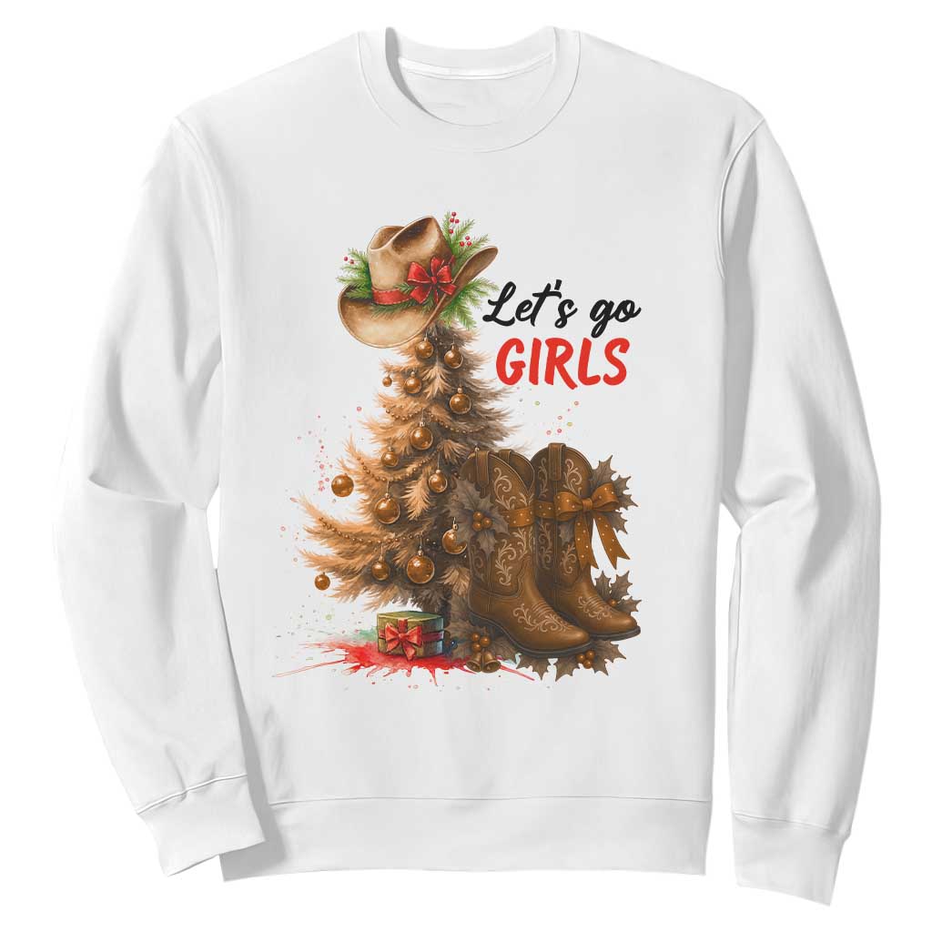 Christmas Cowgirl Boots Sweatshirt Western Cowboy Hat Howdy TS14 White Print Your Wear