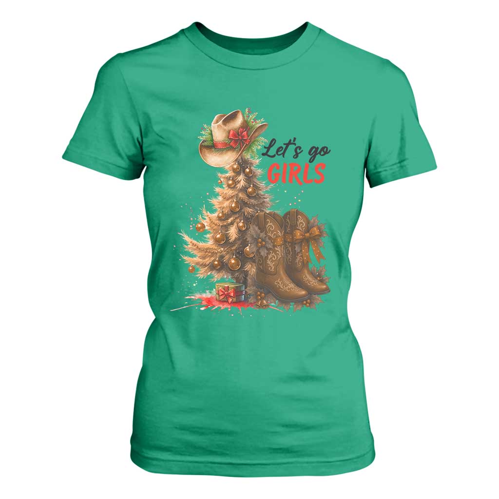Christmas Cowgirl Boots T Shirt For Women Western Cowboy Hat Howdy TS14 Irish Green Print Your Wear