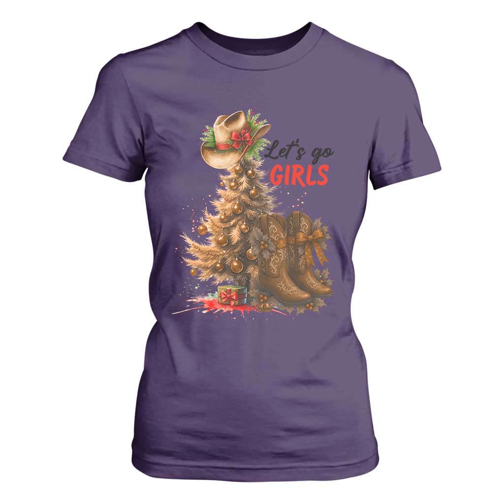 Christmas Cowgirl Boots T Shirt For Women Western Cowboy Hat Howdy TS14 Purple Print Your Wear