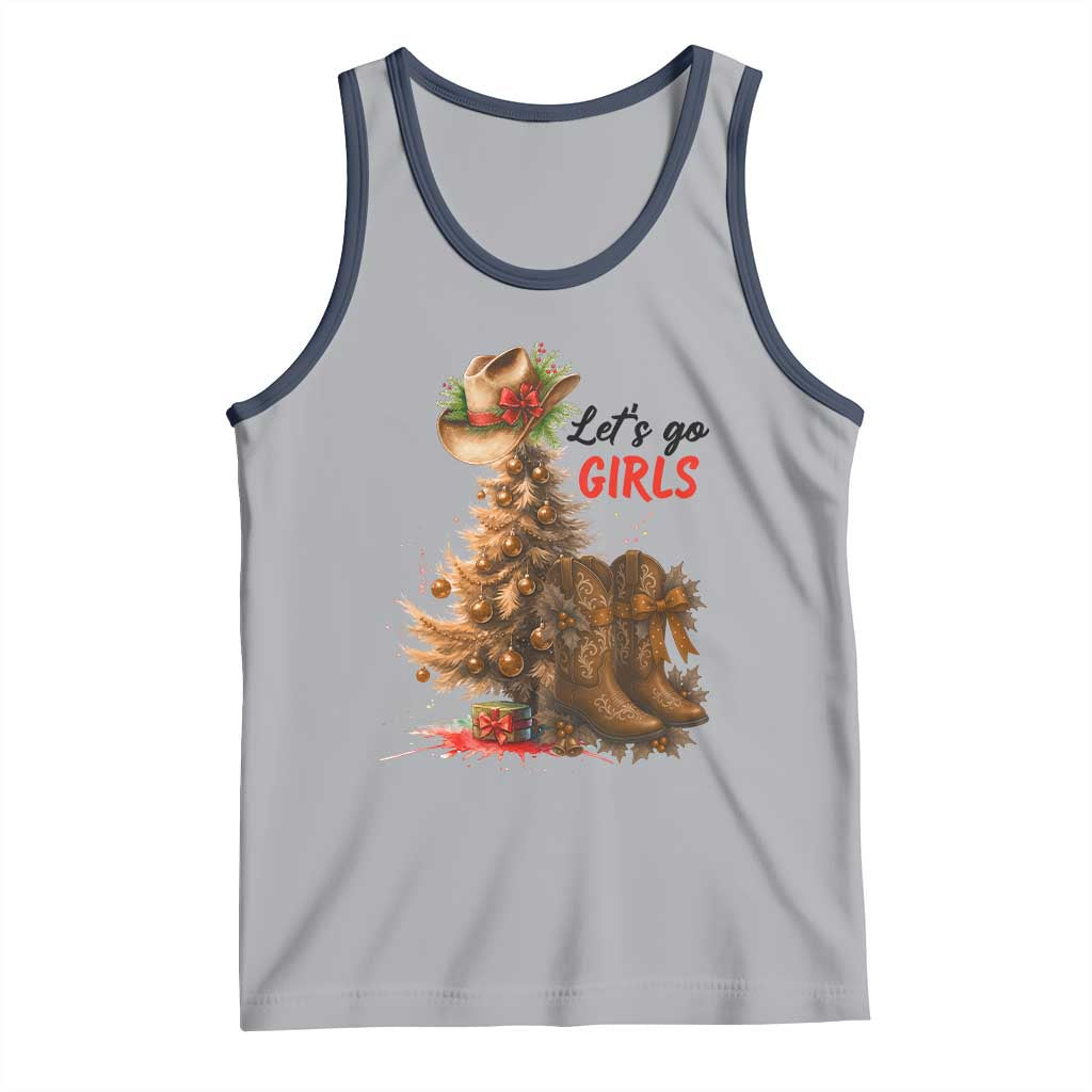 Christmas Cowgirl Boots Tank Top Western Cowboy Hat Howdy TS14 Athletic Heather Navy Print Your Wear