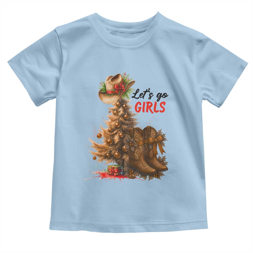 Christmas Cowgirl Boots Toddler T Shirt Western Cowboy Hat Howdy TS14 Light Blue Print Your Wear