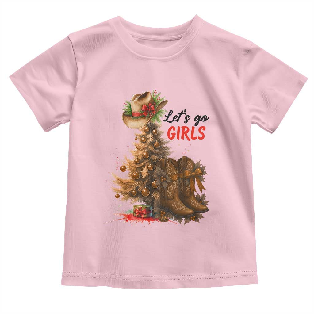 Christmas Cowgirl Boots Toddler T Shirt Western Cowboy Hat Howdy TS14 Light Pink Print Your Wear