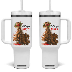 Christmas Cowgirl Boots Tumbler With Handle Western Cowboy Hat Howdy TS14 One Size: 40 oz White Print Your Wear