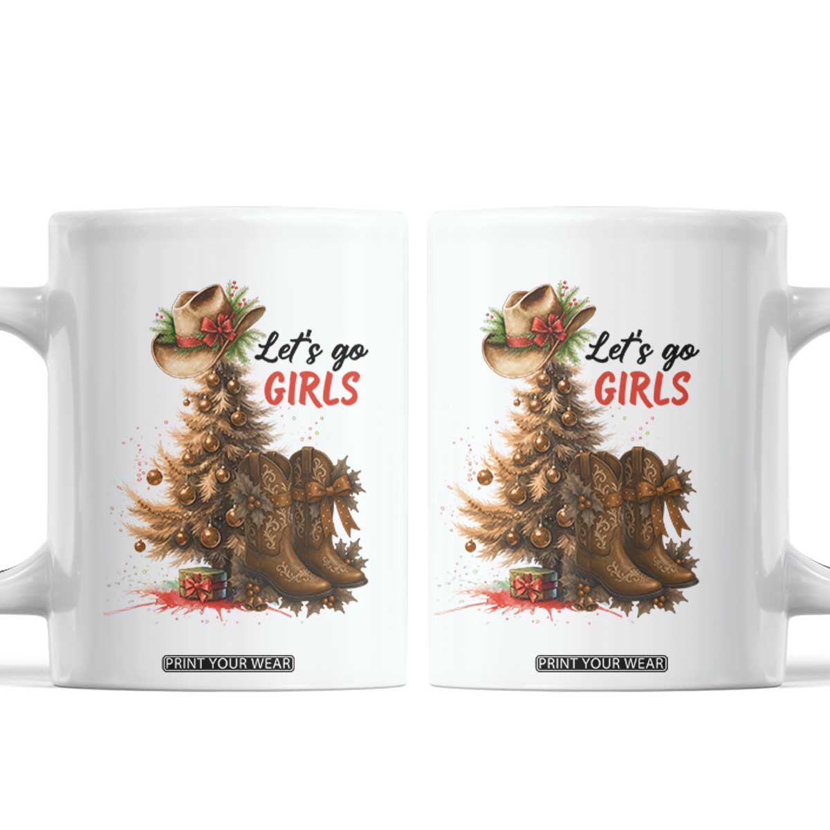 Christmas Cowgirl Boots Coffee Mug Western Cowboy Hat Howdy TS14 White Print Your Wear
