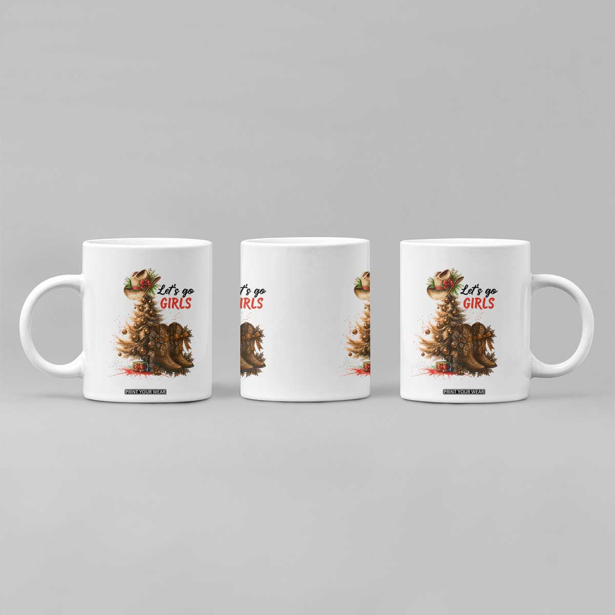 Christmas Cowgirl Boots Coffee Mug Western Cowboy Hat Howdy - Print Your Wear