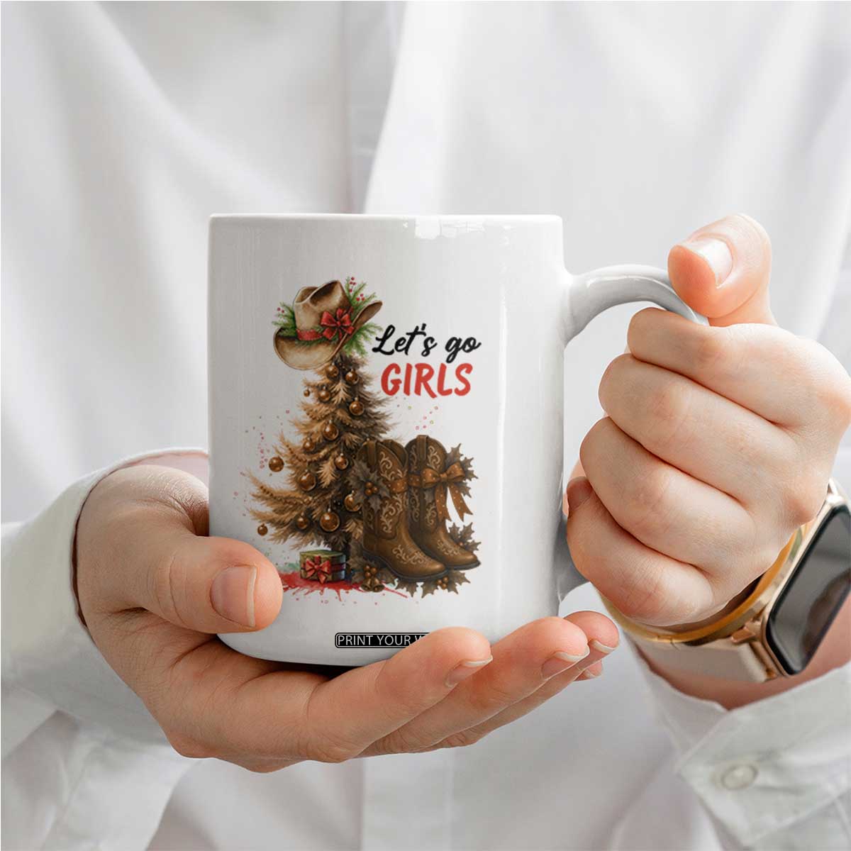 Christmas Cowgirl Boots Coffee Mug Western Cowboy Hat Howdy - Print Your Wear