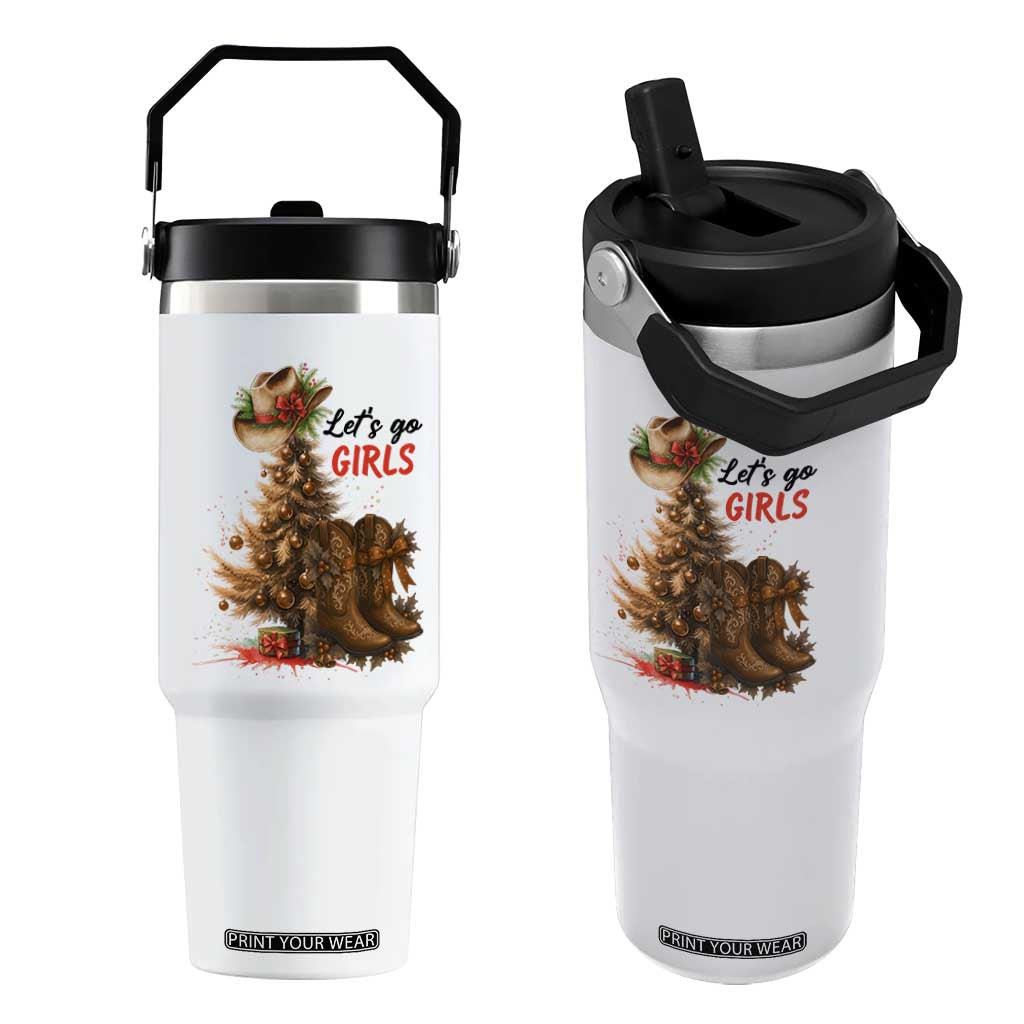 Christmas Cowgirl Boots Flip Straw Tumbler Western Cowboy Hat Howdy - Print Your Wear