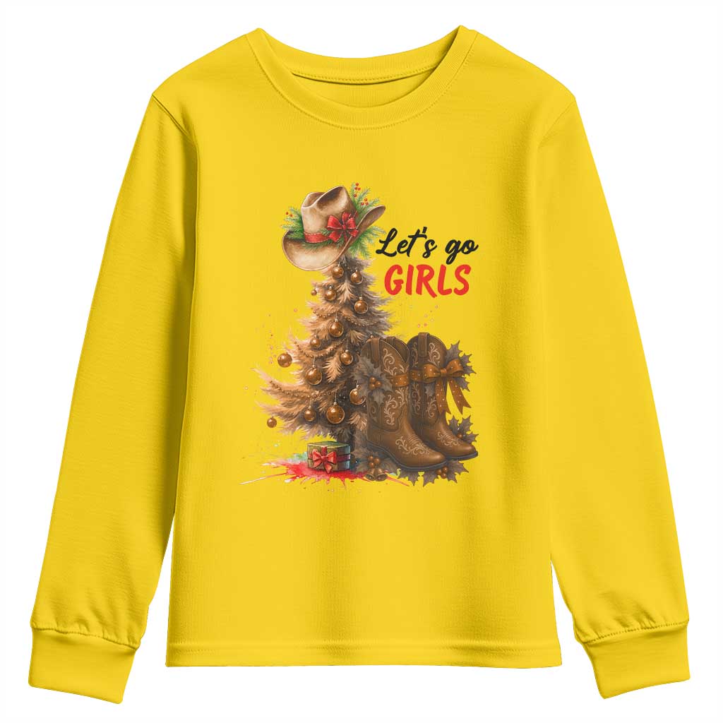 Christmas Cowgirl Boots Youth Sweatshirt Western Cowboy Hat Howdy TS14 Daisy Print Your Wear