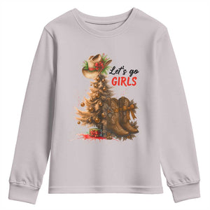 Christmas Cowgirl Boots Youth Sweatshirt Western Cowboy Hat Howdy TS14 Ice Gray Print Your Wear