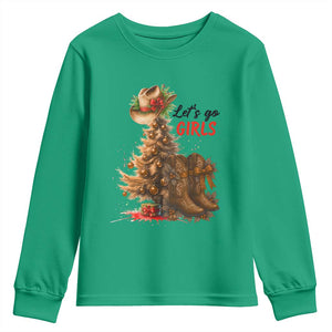 Christmas Cowgirl Boots Youth Sweatshirt Western Cowboy Hat Howdy TS14 Irish Green Print Your Wear