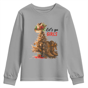 Christmas Cowgirl Boots Youth Sweatshirt Western Cowboy Hat Howdy TS14 Sport Gray Print Your Wear