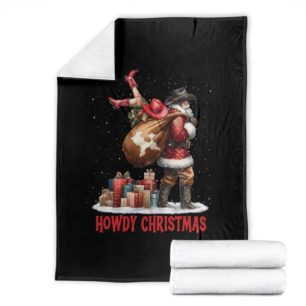Cowboy Santa Christmas Throw Blanket Funny Western Xmas TS14 Black Print Your Wear