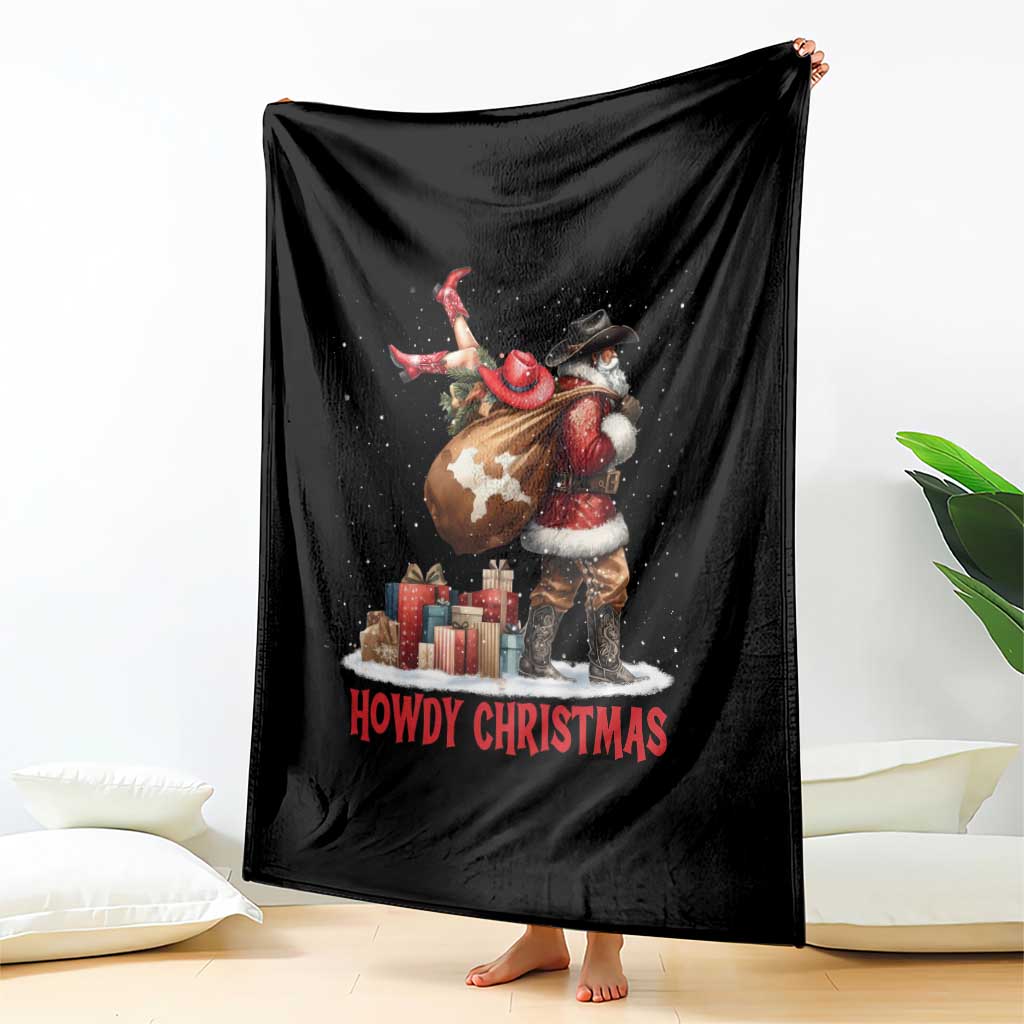 Cowboy Santa Christmas Throw Blanket Funny Western Xmas TS14 Print Your Wear