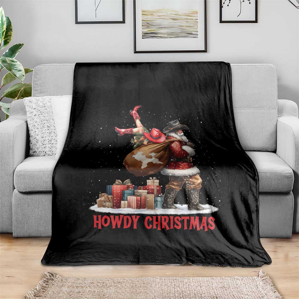 Cowboy Santa Christmas Throw Blanket Funny Western Xmas TS14 Print Your Wear