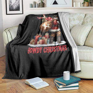 Cowboy Santa Christmas Throw Blanket Funny Western Xmas TS14 Print Your Wear