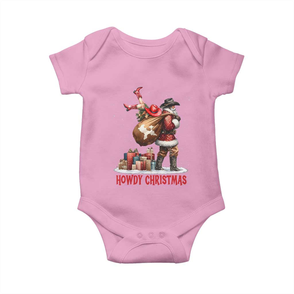 Cowboy Santa Christmas Baby Onesie Funny Western Xmas TS14 Light Pink Print Your Wear