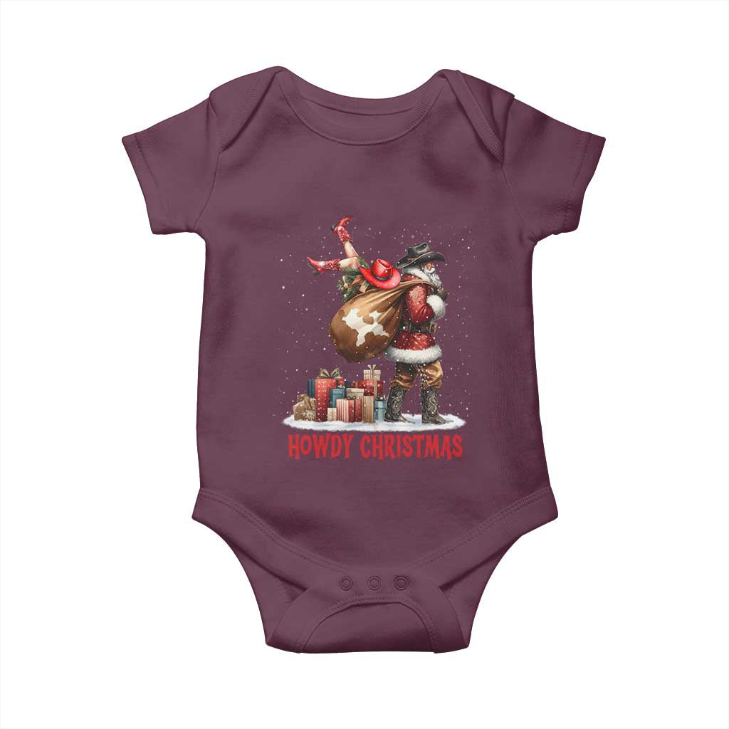 Cowboy Santa Christmas Baby Onesie Funny Western Xmas TS14 Maroon Print Your Wear