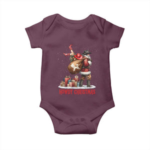 Cowboy Santa Christmas Baby Onesie Funny Western Xmas TS14 Maroon Print Your Wear