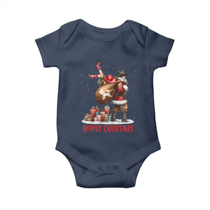 Cowboy Santa Christmas Baby Onesie Funny Western Xmas TS14 Navy Print Your Wear