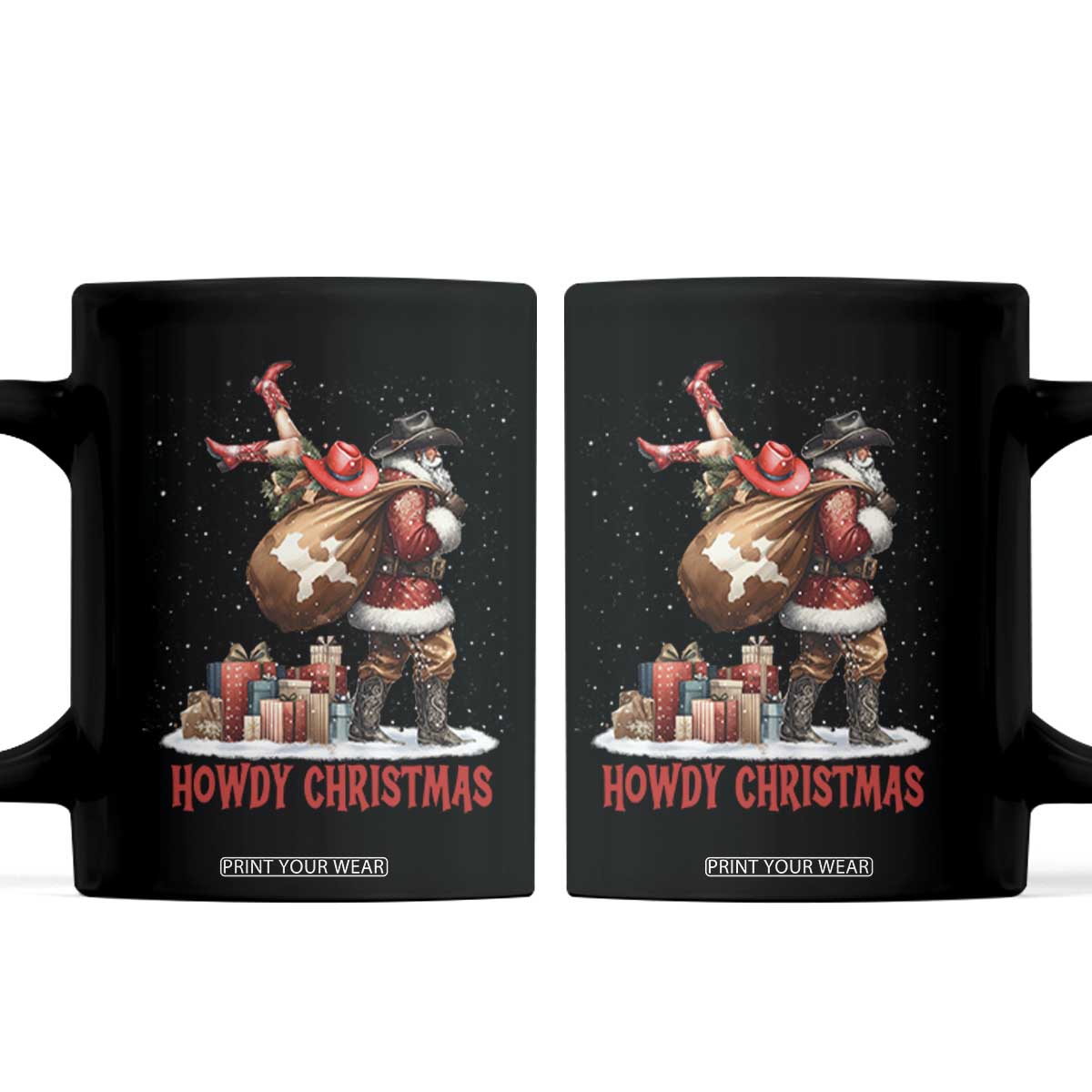 Cowboy Santa Christmas Coffee Mug Funny Western Xmas TS14 Black Print Your Wear