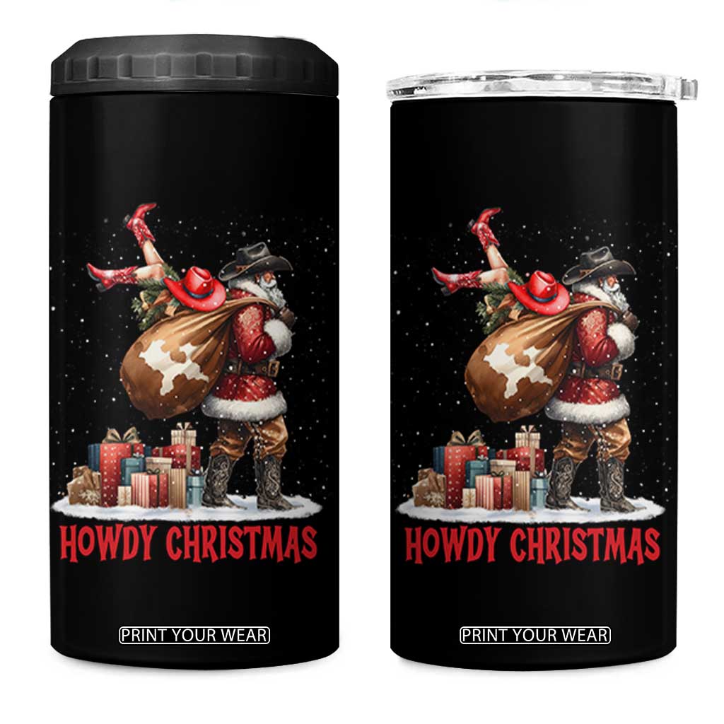 Cowboy Santa Christmas 4 in 1 Can Cooler Tumbler Funny Western Xmas TS14 One Size: 16 oz Black Print Your Wear