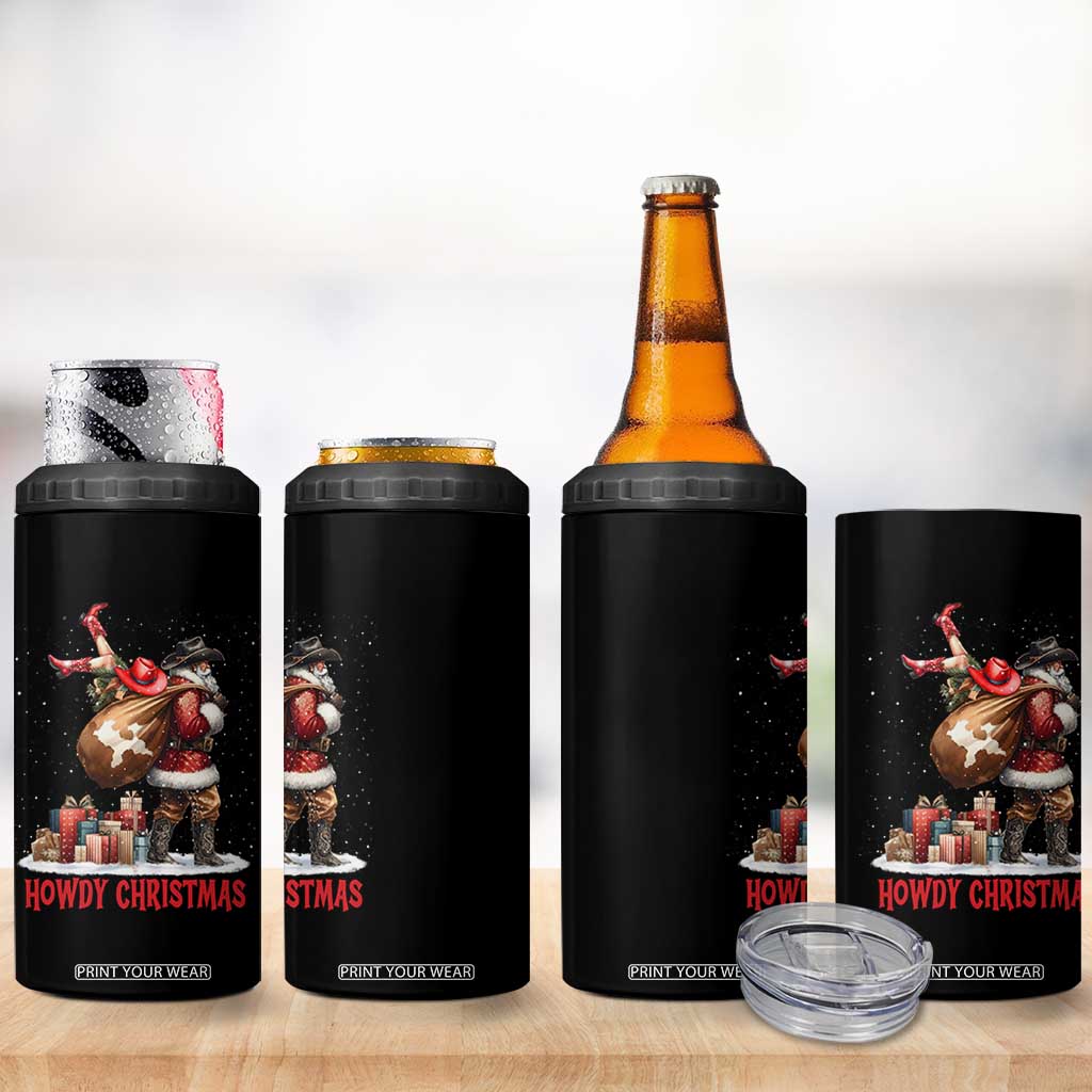 Cowboy Santa Christmas 4 in 1 Can Cooler Tumbler Funny Western Xmas - Print Your Wear