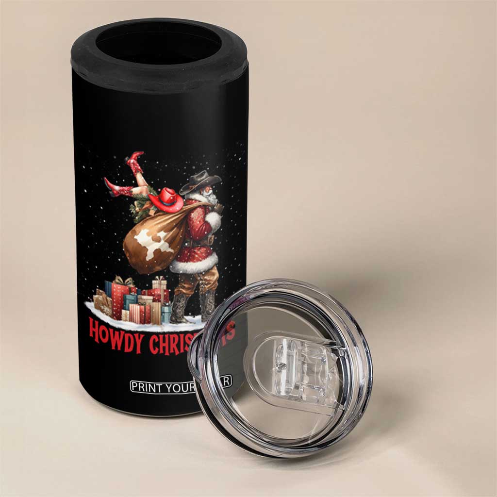 Cowboy Santa Christmas 4 in 1 Can Cooler Tumbler Funny Western Xmas TS14 Print Your Wear