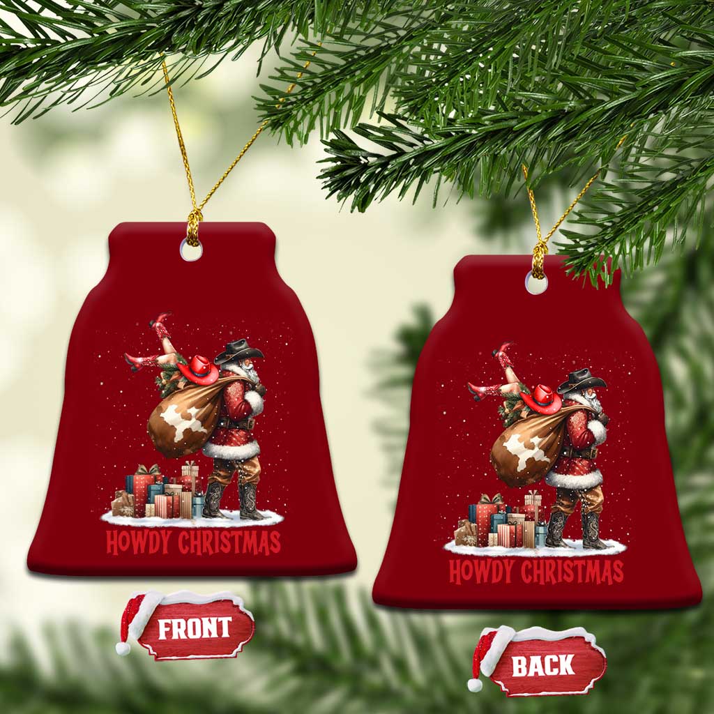 Cowboy Santa Christmas Ceramic Ornament Funny Western Xmas - Print Your Wear