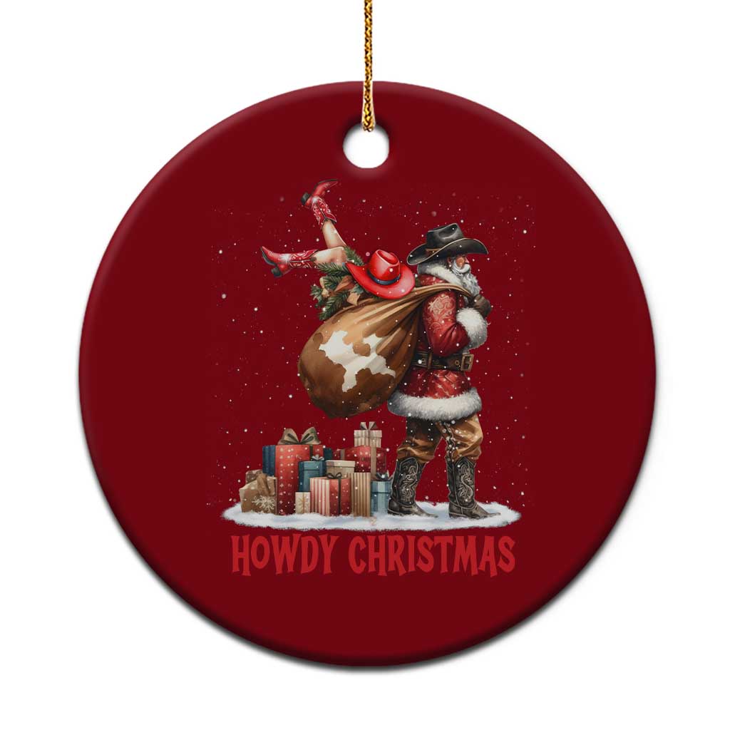 Cowboy Santa Christmas Ceramic Ornament Funny Western Xmas - Print Your Wear