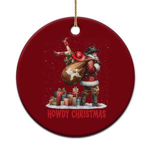 Cowboy Santa Christmas Ceramic Ornament Funny Western Xmas - Print Your Wear