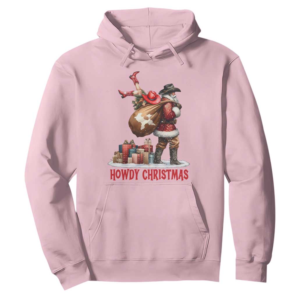 Cowboy Santa Christmas Hoodie Funny Western Xmas TS14 Light Pink Print Your Wear