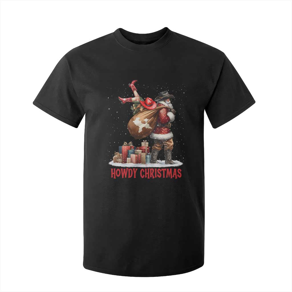 Cowboy Santa Christmas T Shirt For Kid Funny Western Xmas TS14 Black Print Your Wear