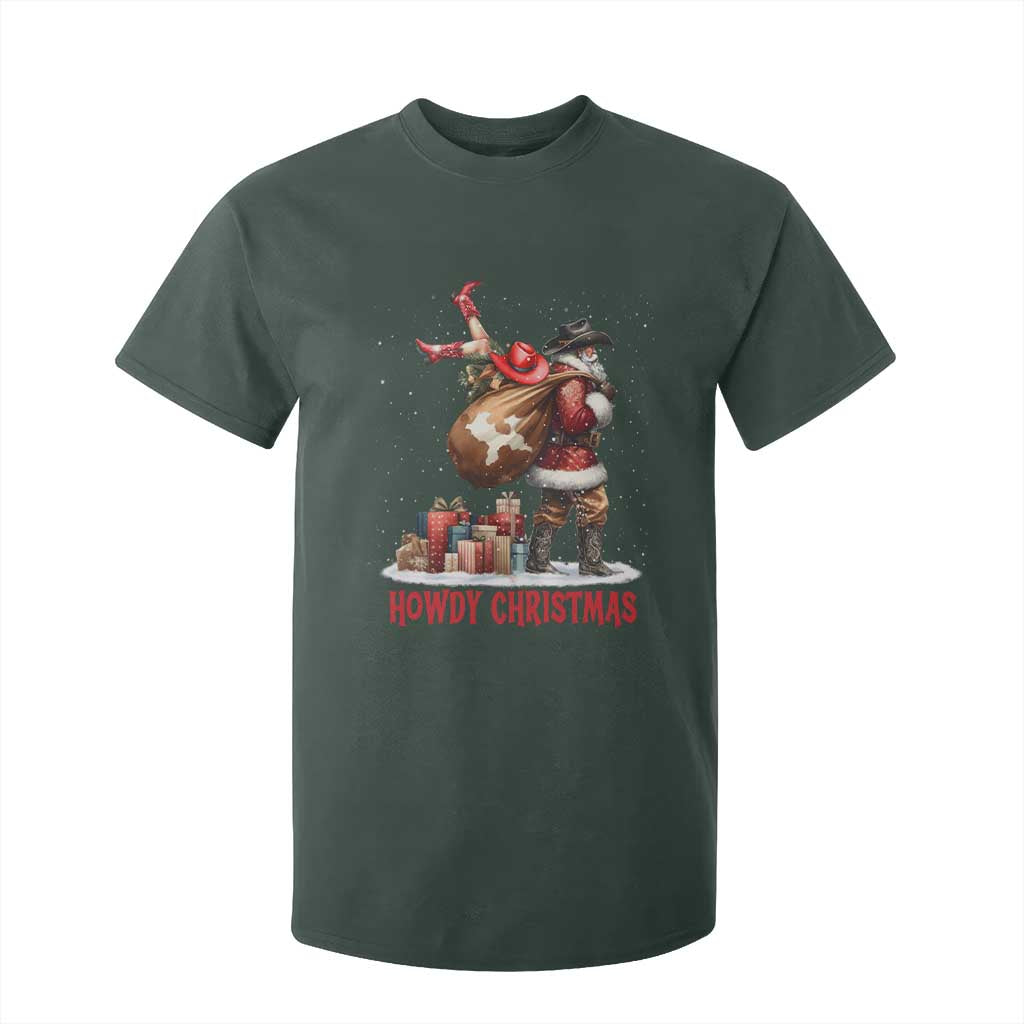 Cowboy Santa Christmas T Shirt For Kid Funny Western Xmas TS14 Dark Forest Green Print Your Wear