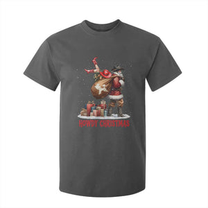 Cowboy Santa Christmas T Shirt For Kid Funny Western Xmas TS14 Dark Heather Print Your Wear