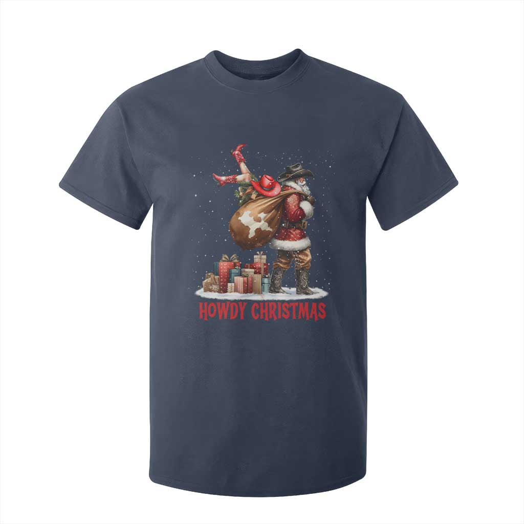 Cowboy Santa Christmas T Shirt For Kid Funny Western Xmas TS14 Navy Print Your Wear