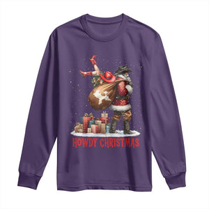 Cowboy Santa Christmas Long Sleeve Shirt Funny Western Xmas TS14 Purple Print Your Wear