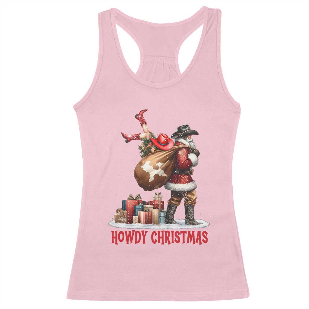 Cowboy Santa Christmas Racerback Tank Top Funny Western Xmas TS14 Light Pink Print Your Wear