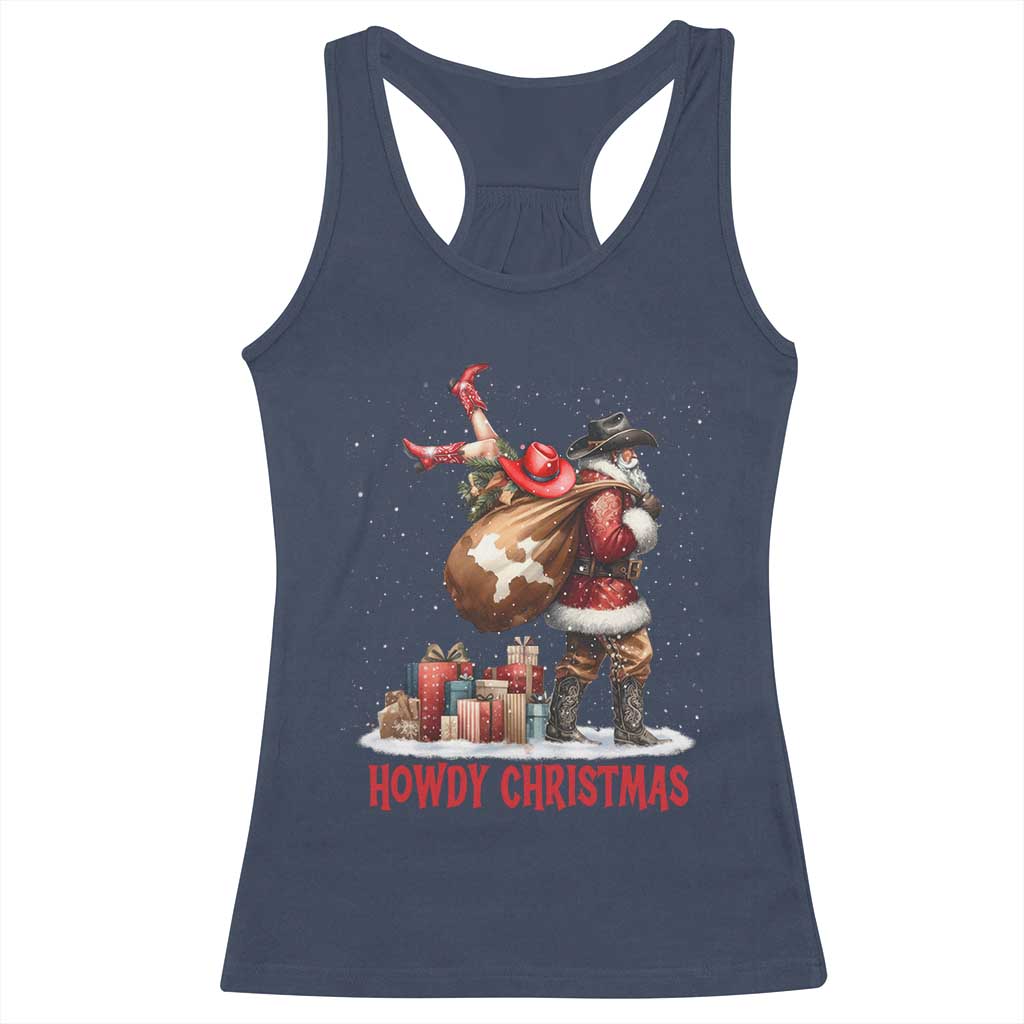 Cowboy Santa Christmas Racerback Tank Top Funny Western Xmas TS14 Navy Print Your Wear