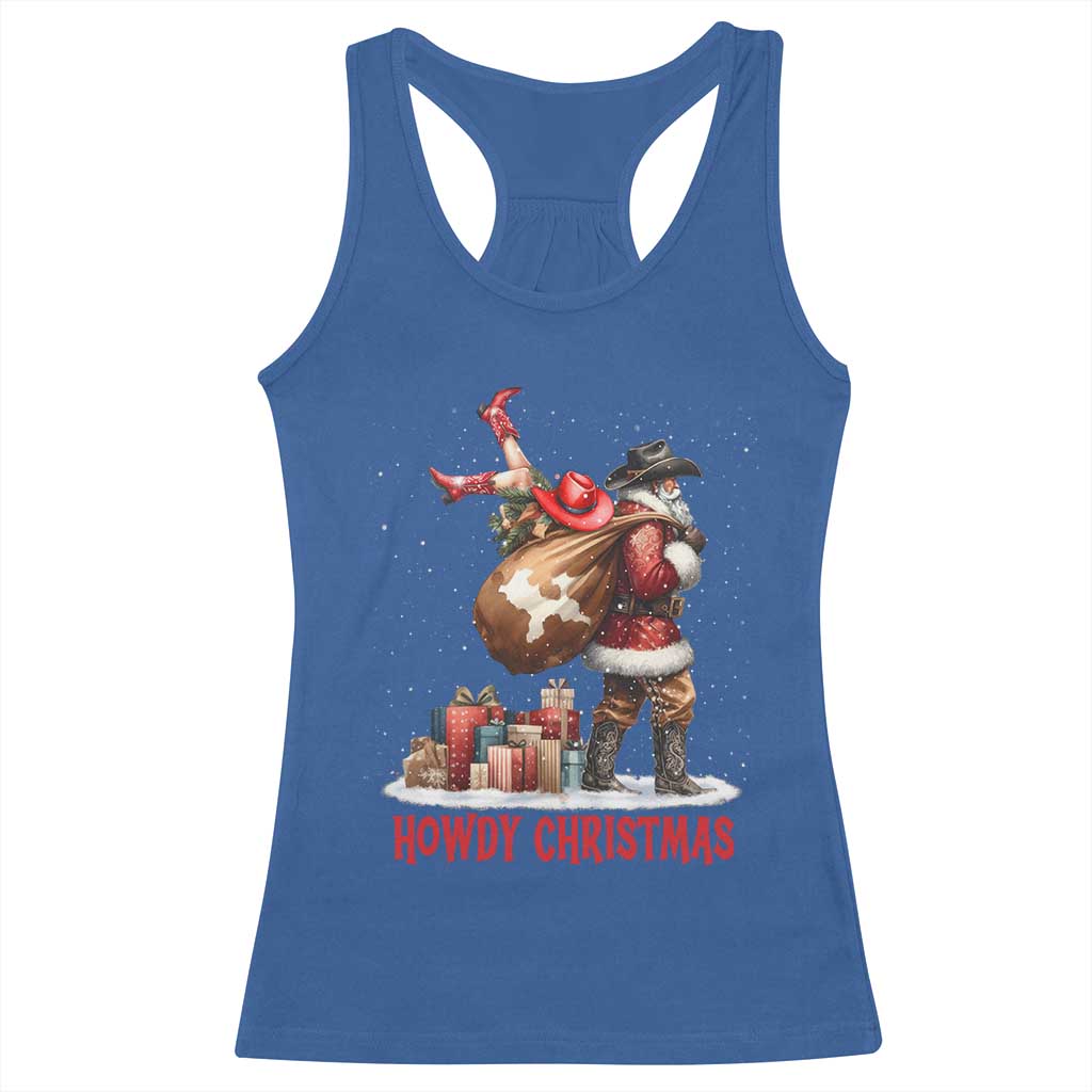 Cowboy Santa Christmas Racerback Tank Top Funny Western Xmas TS14 Royal Blue Print Your Wear