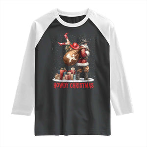 Cowboy Santa Christmas Raglan Shirt Funny Western Xmas TS14 Black White Print Your Wear