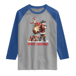 Cowboy Santa Christmas Raglan Shirt Funny Western Xmas TS14 Sport Gray Royal Print Your Wear